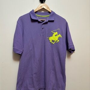 Beverly Hills Polo Club Violet Polo with Bright Yellow Emblem
